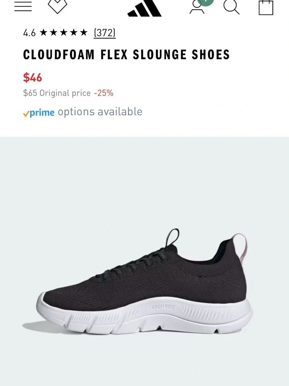 Adidas Cloudfoam Flex Slounge Shoes - Black/White